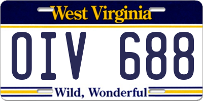 WV license plate OIV688