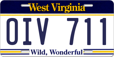 WV license plate OIV711