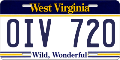 WV license plate OIV720