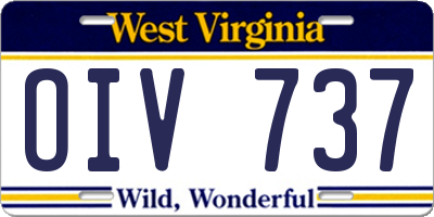 WV license plate OIV737