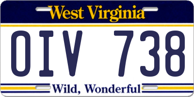 WV license plate OIV738