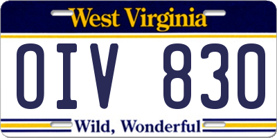 WV license plate OIV830