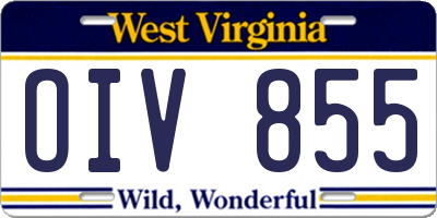 WV license plate OIV855