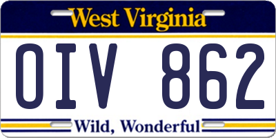 WV license plate OIV862