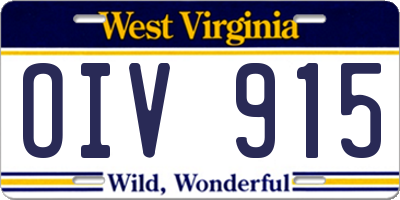 WV license plate OIV915