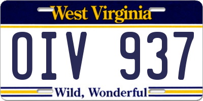 WV license plate OIV937