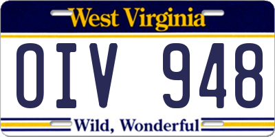 WV license plate OIV948