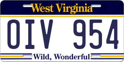 WV license plate OIV954