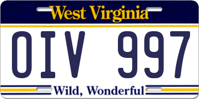 WV license plate OIV997