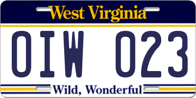 WV license plate OIW023