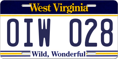 WV license plate OIW028