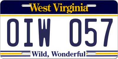 WV license plate OIW057