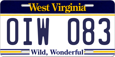 WV license plate OIW083