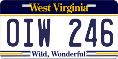 WV license plate OIW246
