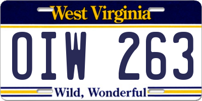 WV license plate OIW263