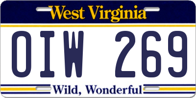 WV license plate OIW269