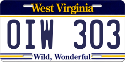 WV license plate OIW303