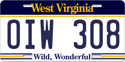 WV license plate OIW308
