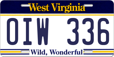 WV license plate OIW336