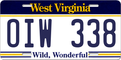 WV license plate OIW338