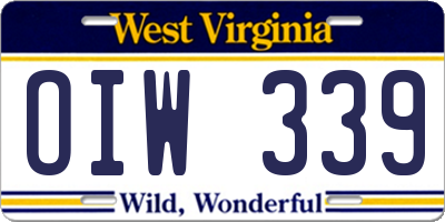 WV license plate OIW339