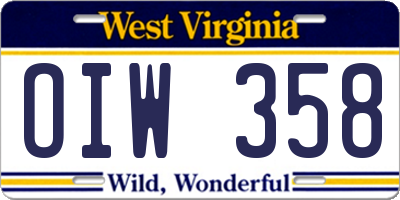 WV license plate OIW358