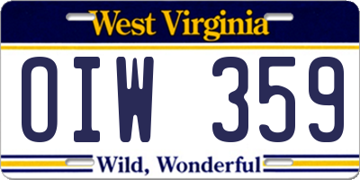 WV license plate OIW359