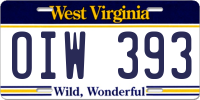 WV license plate OIW393
