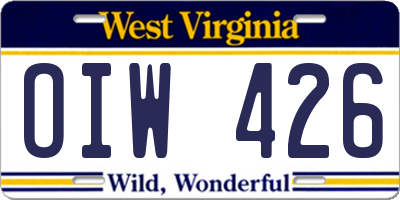 WV license plate OIW426