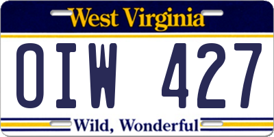 WV license plate OIW427