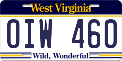 WV license plate OIW460