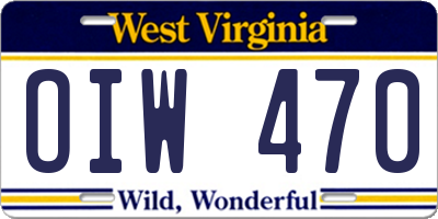 WV license plate OIW470