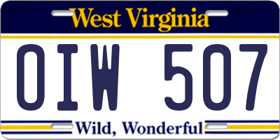 WV license plate OIW507