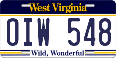 WV license plate OIW548