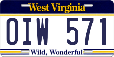 WV license plate OIW571