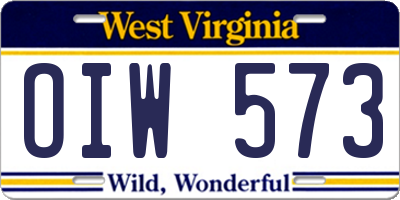 WV license plate OIW573