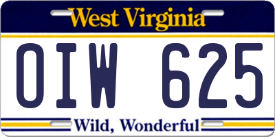 WV license plate OIW625