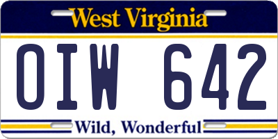WV license plate OIW642