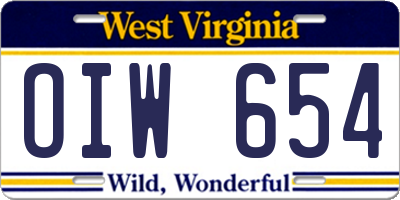 WV license plate OIW654