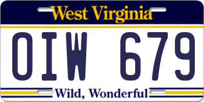 WV license plate OIW679