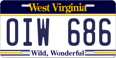 WV license plate OIW686