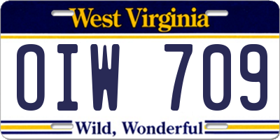WV license plate OIW709