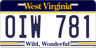 WV license plate OIW781