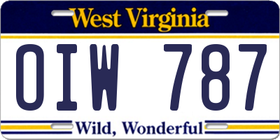 WV license plate OIW787