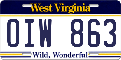WV license plate OIW863