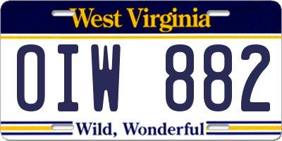 WV license plate OIW882