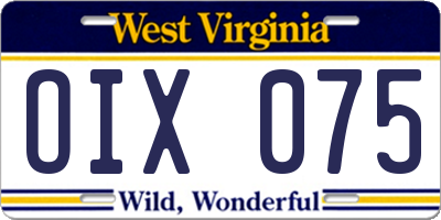 WV license plate OIX075