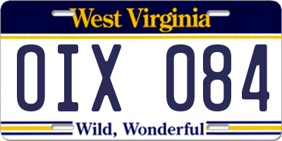 WV license plate OIX084
