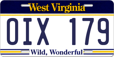 WV license plate OIX179