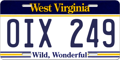 WV license plate OIX249